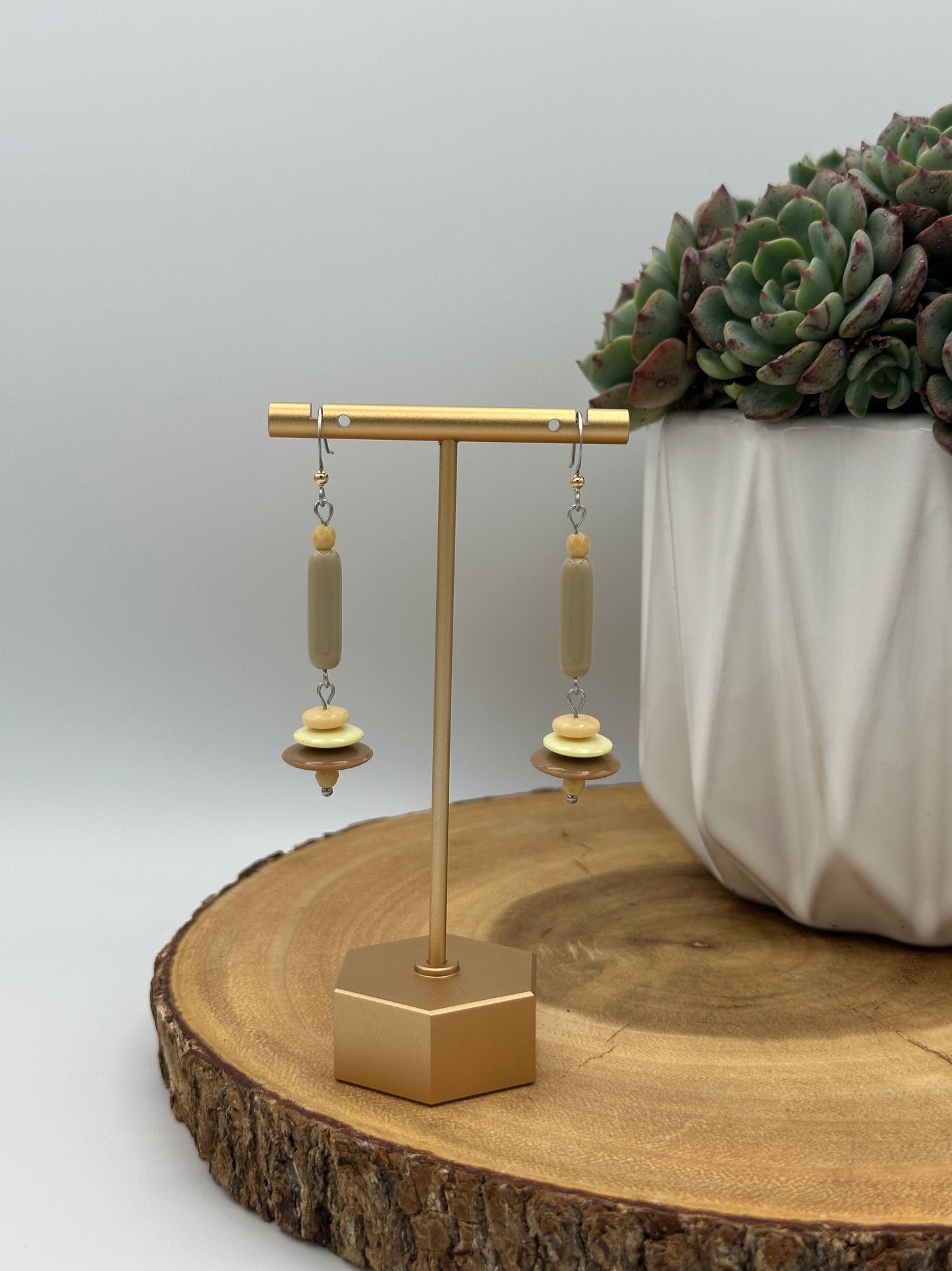 Stacked Disc Earrings - Geometric Boho Dangle Earrings