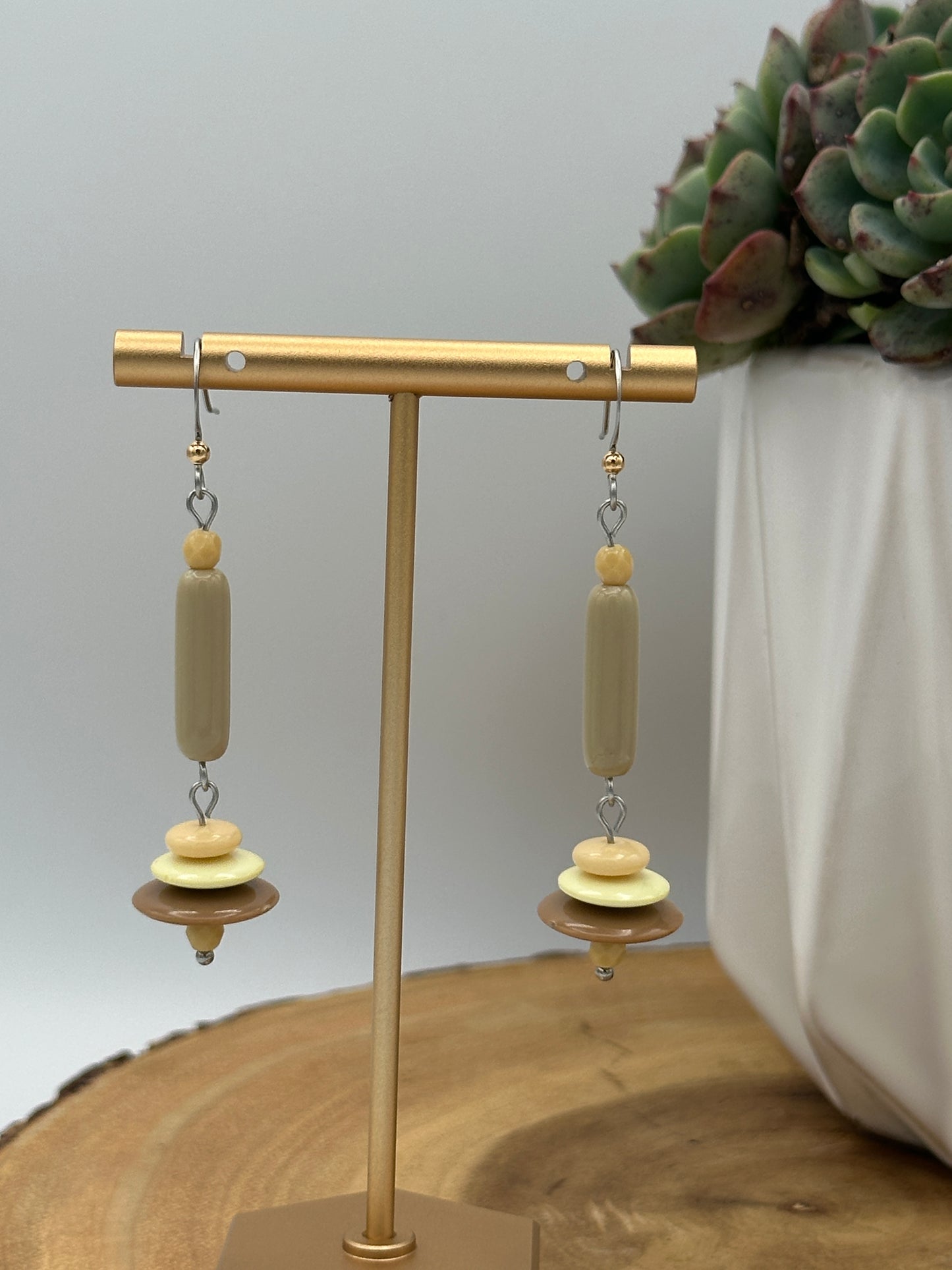 Stacked Disc Earrings - Geometric Boho Dangle Earrings