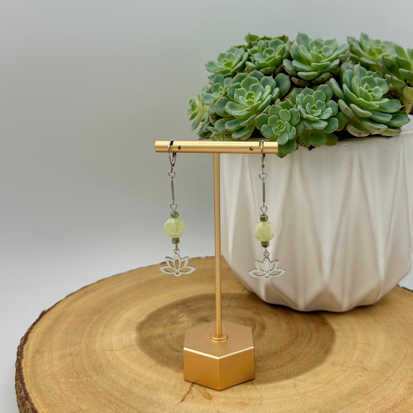 Lotus Flower Earrings - Long Boho Dangle Earrings