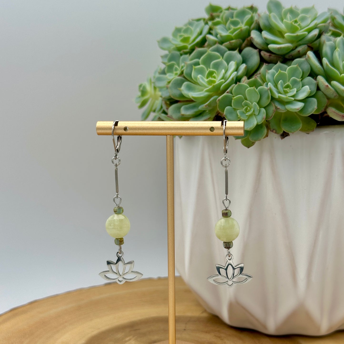 Lotus Flower Earrings - Long Boho Dangle Earrings